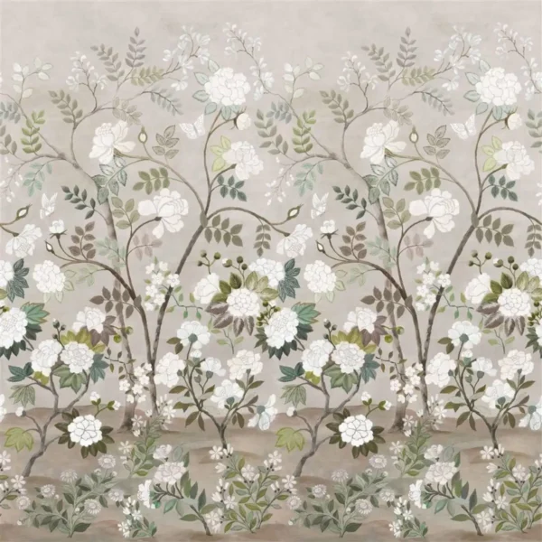 Fleur Orientale Wallpaper - Pale Birch by multicolour botanical wallpaper from designers guild