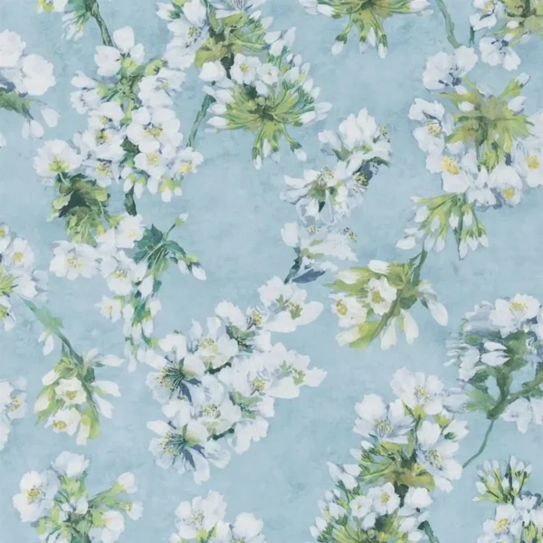 Fleur D'assam Wallpaper - Sky by blue botanical wallpaper from designers guild