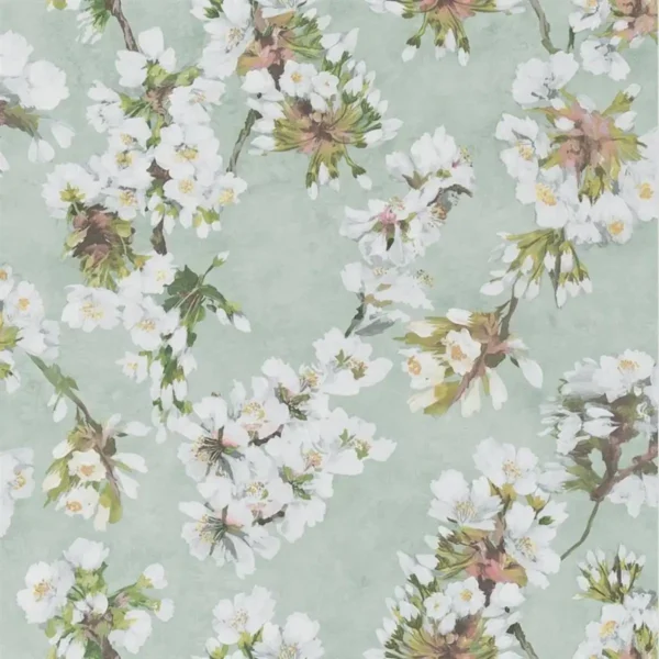 Fleur D'assam Wallpaper - Platinum by green botanical wallpaper from designers guild