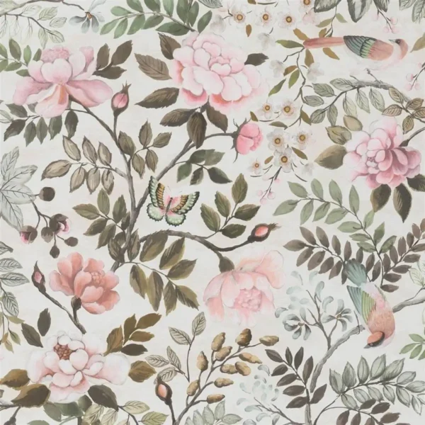 Porcelaine De Chine Wallpaper - Peony by multicolour animal wallpaper from designers guild