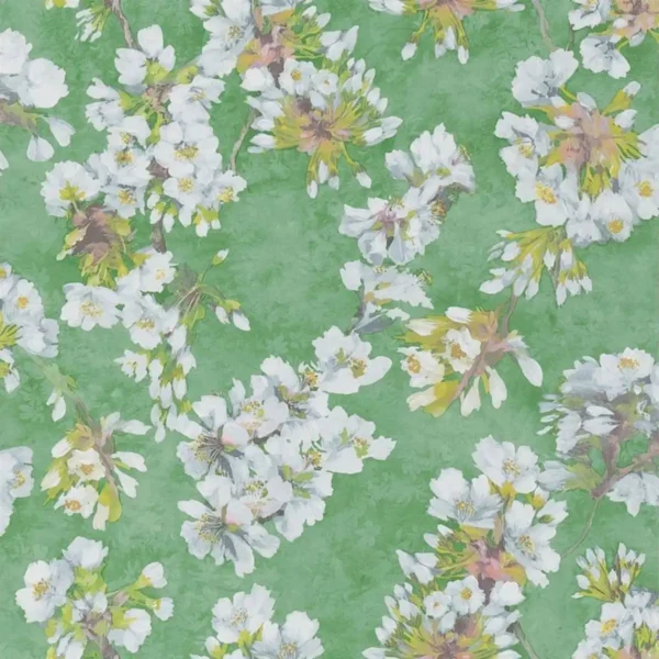 Fleur D'assam Wallpaper - Emerald by green botanical wallpaper from designers guild