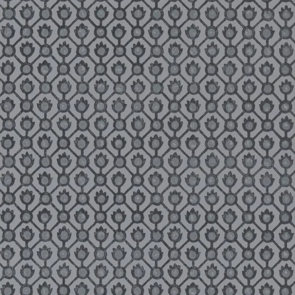 Jaal Wallpaper - Graphite by black-grey geometric wallpaper from designers guild