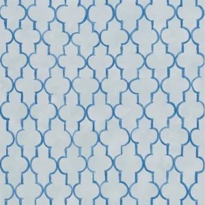 blue geometric wallpaper from designers guild
