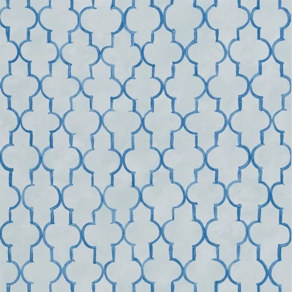 Pergola Trellis Wallpaper - Cobalt by blue geometric wallpaper from designers guild