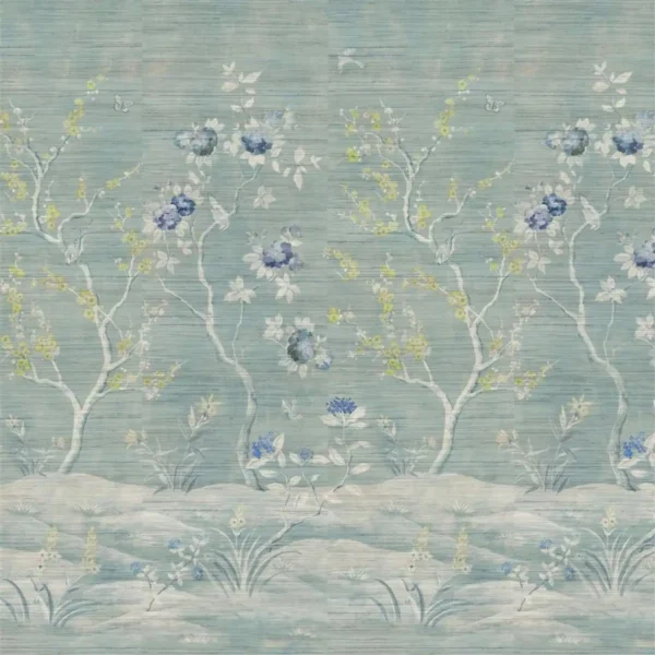 blue botanical wallpaper from designers guild