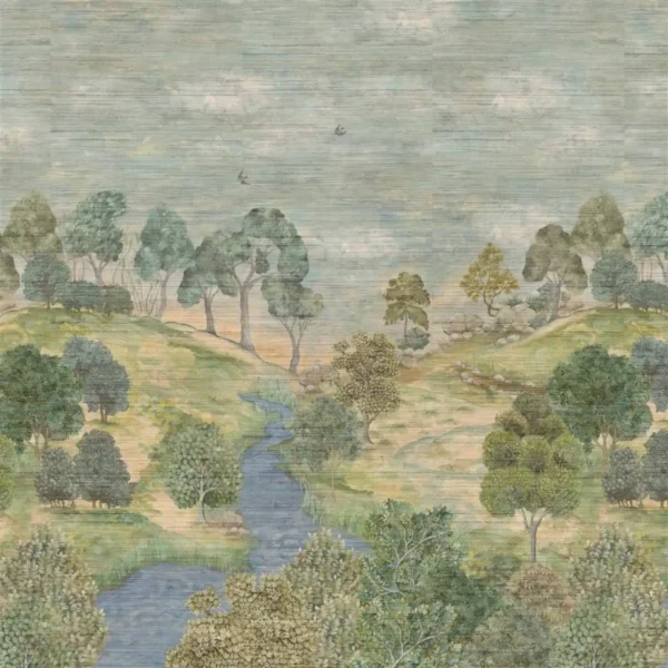 Bandipur Grasscloth Wallcovering - Sky by green botanical wallpaper from designers guild