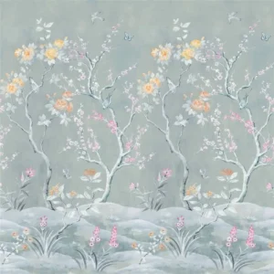 white botanical wallpaper from designers guild