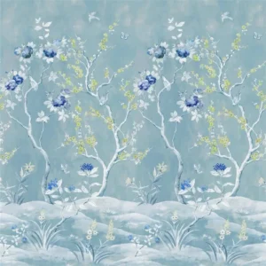 blue botanical wallpaper from designers guild