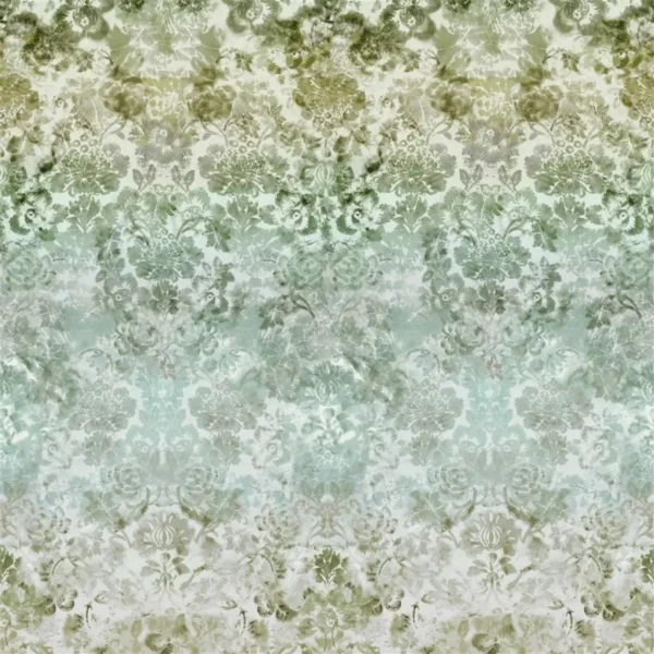 Tarbana Damask Wallcovering - Linen by green botanical wallpaper from designers guild