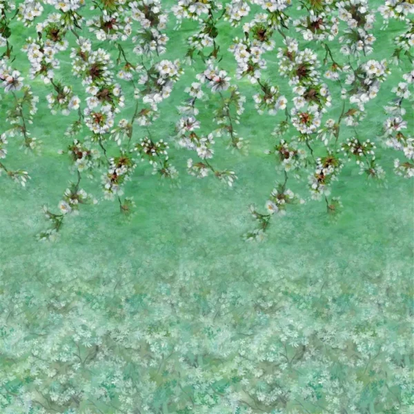 Assam Blossom Wallcovering - Emerald by green botanical wallpaper from designers guild