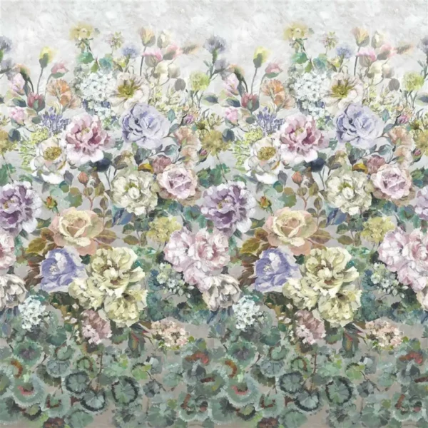 Grandiflora Rose Wallcovering - Heather by multicolour botanical wallpaper from designers guild