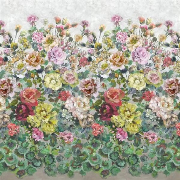 Grandiflora Rose Wallcovering - Dusk by multicolour botanical wallpaper from designers guild