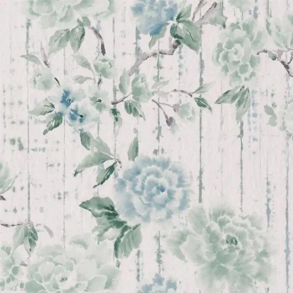 Kyoto Flower Wallpaper - Eau de Nil by blue botanical wallpaper from designers guild