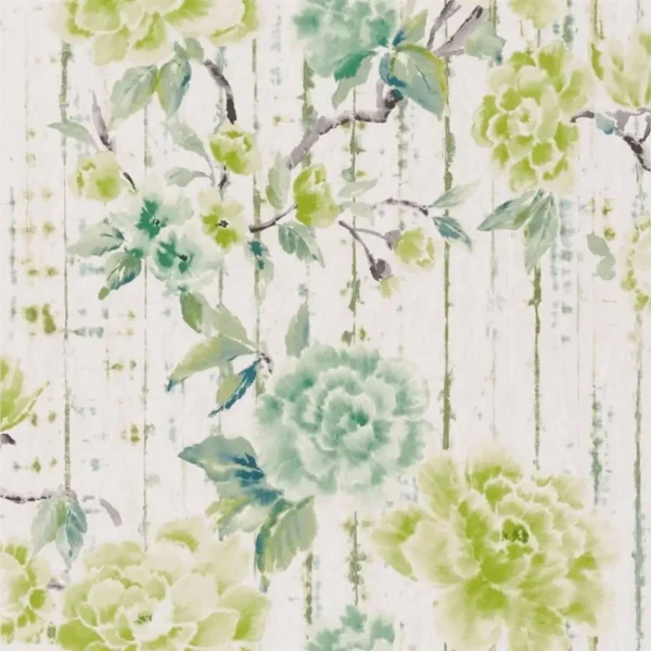 Kyoto Flower Wallpaper - Emerald by green botanical wallpaper from designers guild