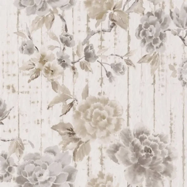 Kyoto Flower Wallpaper - Birch by white botanical wallpaper from designers guild