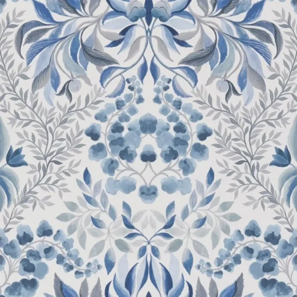 Karakusa Wallpaper - Cobalt by blue botanical wallpaper from designers guild