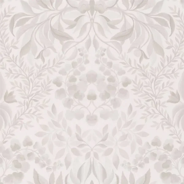 Karakusa Wallpaper - Chalk by white botanical wallpaper from designers guild