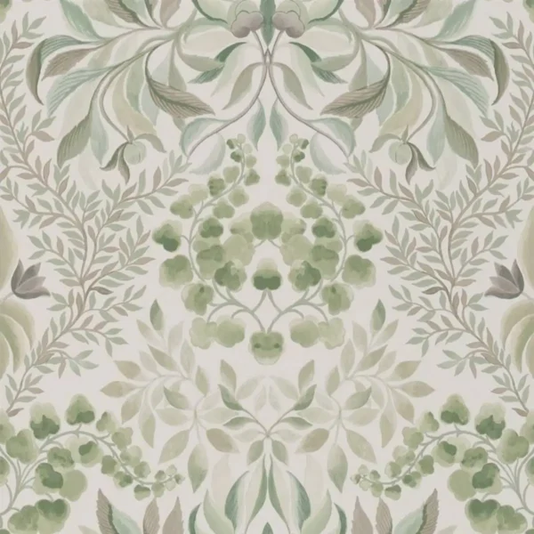 Karakusa Wallpaper - Eau de Nil by green botanical wallpaper from designers guild