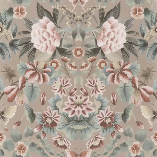 Ikebana Damask Wallpaper - Gilver by black-grey botanical wallpaper from designers guild