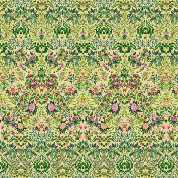 Ikebana Grande Wallpaper - Fuchsia by green botanical wallpaper from designers guild