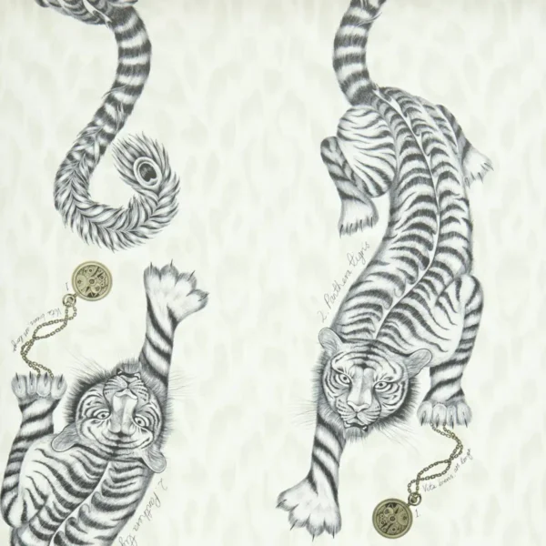 Tigris Wallpaper - Monochrome by black-grey animal wallpaper from emma shipley