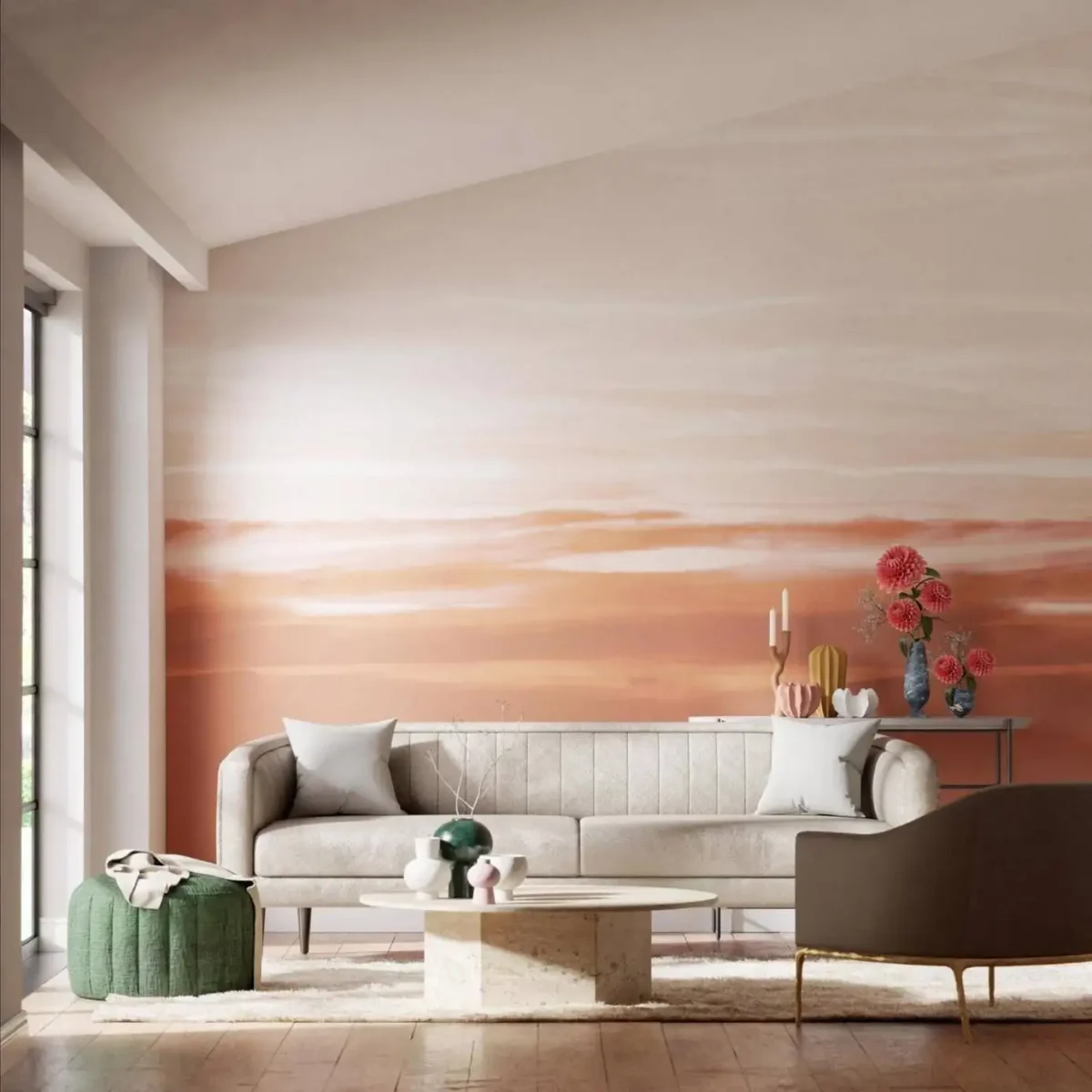 Manzara Wallpaper - Brazilian Rosewood / Bleached Coral by Manzara Wallpaper - Brazilian Rosewood / Bleached Coral from