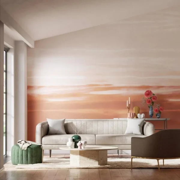 Manzara Wallpaper - Brazilian Rosewood / Bleached Coral from