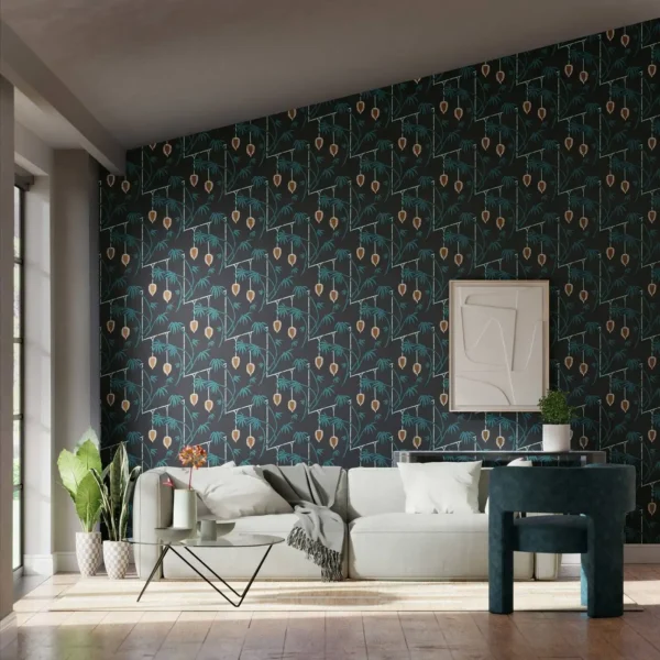 Kimiko Wallpaper - Majorelle / Clementine from