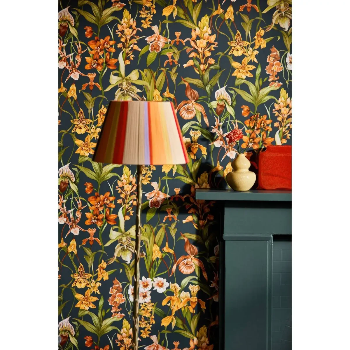 Kalina Wallpaper - Midnight / Baked Terracotta / Nectar by Kalina Wallpaper - Midnight / Baked Terracotta / Nectar from