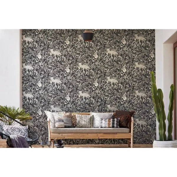 Llenya Wallpaper - Ink / Coral / Seaglass by Llenya Wallpaper - Ink / Coral / Seaglass from
