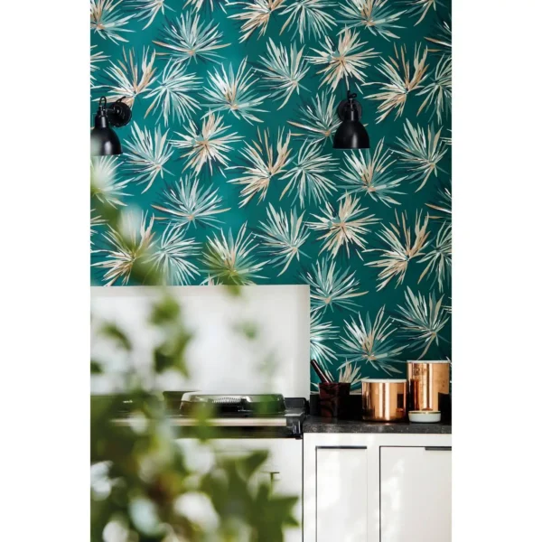 Aucuba Wallpaper - Gold / Rosewood / Parchment from