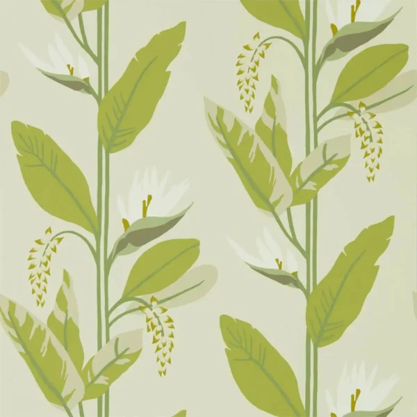 Llenya Wallpaper - Lime / Jade / Pebble by Llenya Wallpaper - Lime / Jade / Pebble from