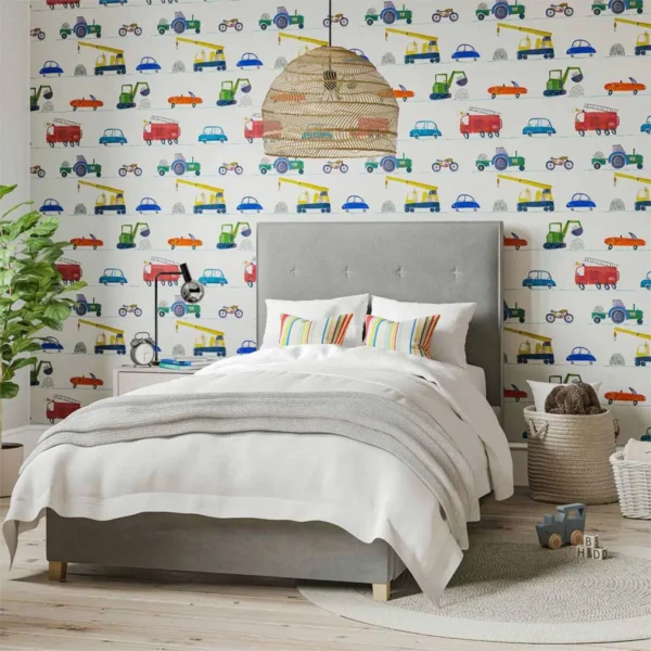 Just Keep Trucking Wallpaper - Tomato / Marine / Gecko by Just Keep Trucking Wallpaper - Tomato / Marine / Gecko from