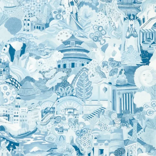 Journey of Discovery Wallpaper - Wild Water / Exhale by blue traditional wallpaper from harlequin