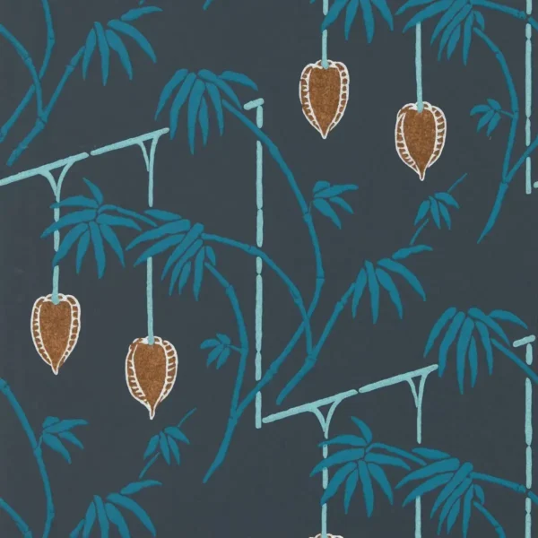 Kimiko Wallpaper - Japanese Ink / Copper by green botanical wallpaper from harlequin