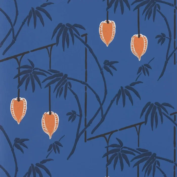 Kimiko Wallpaper - Majorelle / Clementine swatch