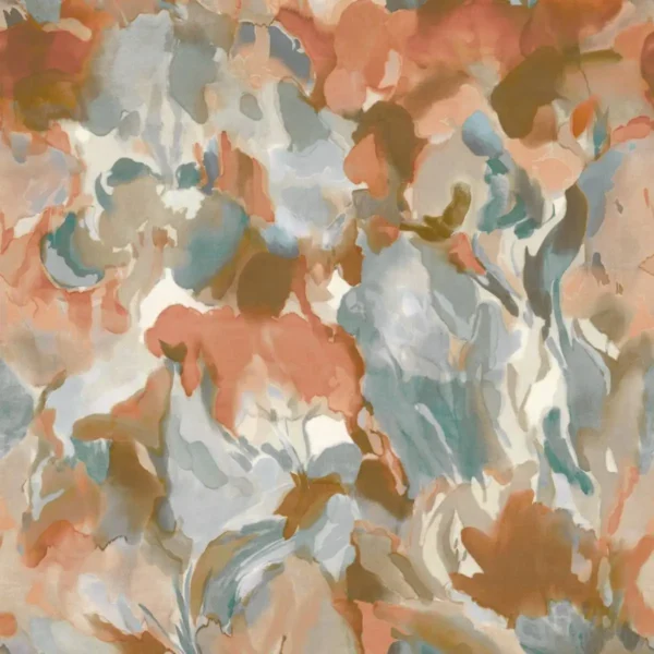 Foresta Wallpaper - Baked Terracotta / Cerulean from