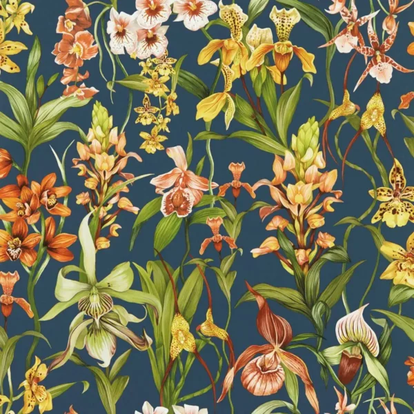 Kalina Wallpaper - Midnight / Baked Terracotta / Nectar by Kalina Wallpaper - Midnight / Baked Terracotta / Nectar from