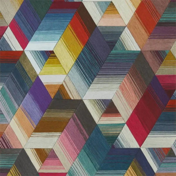 Arccos Wallpaper - Cerise Neptune Teal by multicolour geometric wallpaper from harlequin