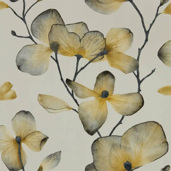 Kienze Wallpaper - Ochre Steel by black-grey botanical wallpaper from harlequin