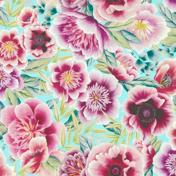 Marsha Wallpaper - Aqua / Peony / Magenta by Marsha Wallpaper - Aqua / Peony / Magenta from