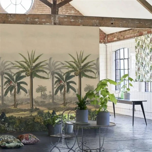 Palm Trail Scene 2 Wallcovering - Sepia by Palm Trail Scene 2 Wallcovering - Sepia from