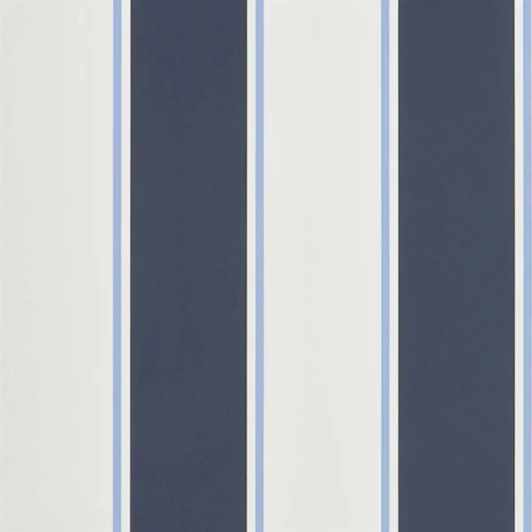 Mapleton Stripe Wallpaper - Midnight by blue striped wallpaper from ralph lauren