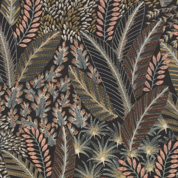 Chiraco Wallpaper - Serandite by black-grey botanical wallpaper from romo