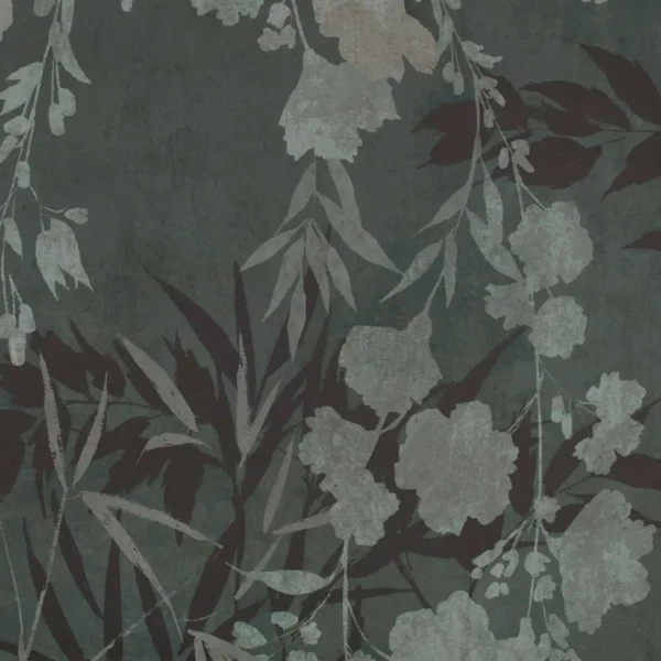 Sayuri Wallcovering - Hunter by green botanical wallpaper from romo