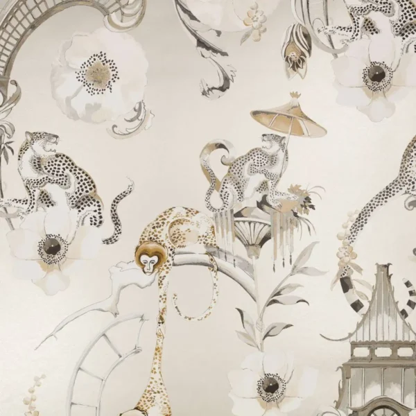 Euphoria Wallcovering - Stardust by white botanical wallpaper from romo