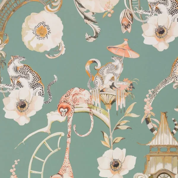 Euphoria Wallcovering - Aruba by green botanical wallpaper from romo