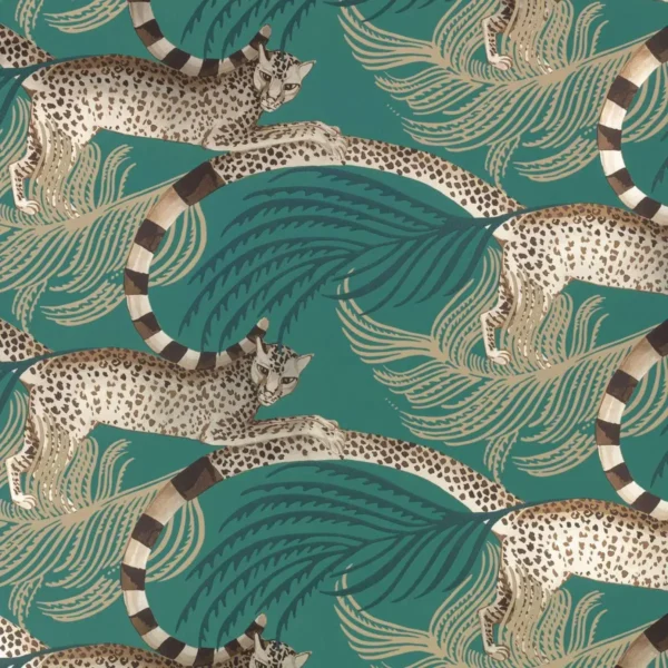 Delilah Wallcovering - Jade by green animal wallpaper from romo