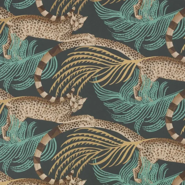 Delilah Wallcovering - Slate by multicolour animal wallpaper from romo