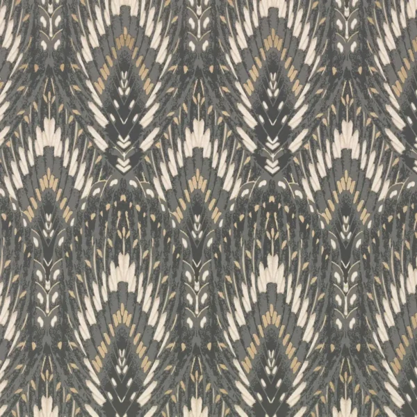 Lolana Wallcovering - Slate by black-grey botanical wallpaper from romo